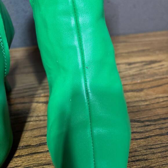 Steve Madden Brecken Green Pointed Toe Stiletto Ankle Boots Women’s 10M Leather - Picture 5 of 8